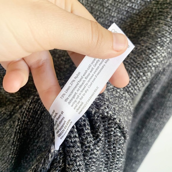 Eileen Fisher Metallic Silver Knit Sweater Linen - Picture 6 of 8